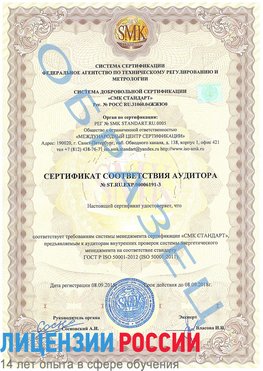 Образец сертификата соответствия аудитора №ST.RU.EXP.00006191-3 Курчатов Сертификат ISO 50001